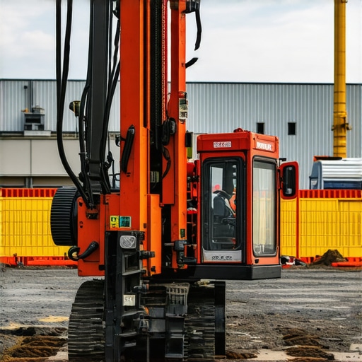 Modern drilling machinery used for borehole installation in urban environment