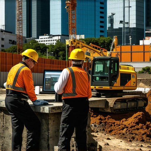 Urban construction site with high-tech subsurface imaging and experienced operators
