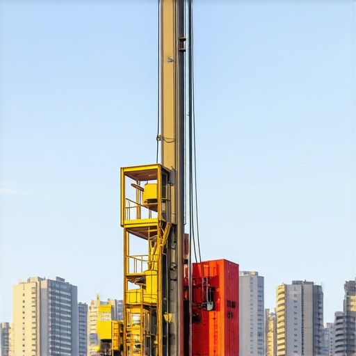 Modern borehole drilling site with advanced technology in an urban setting
