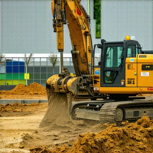 Modern construction site with high-tech vacuum excavation and sensor technology