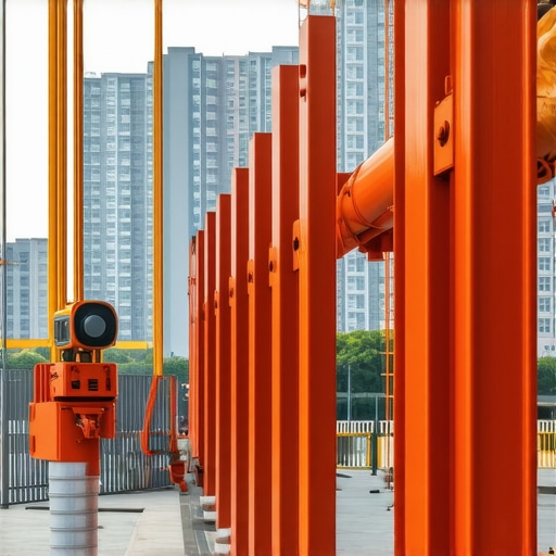Innovative Urban Construction Safety Technologies Construction site with sonic drilling and daylighting tools in a dense city environment