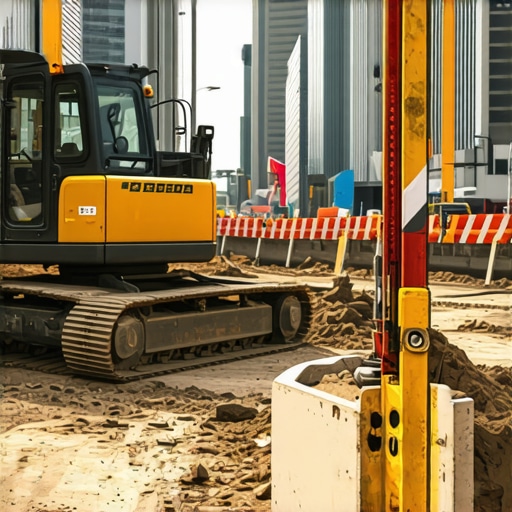 Construction site demonstrating vacuum excavation and geospatial underground utility mapping