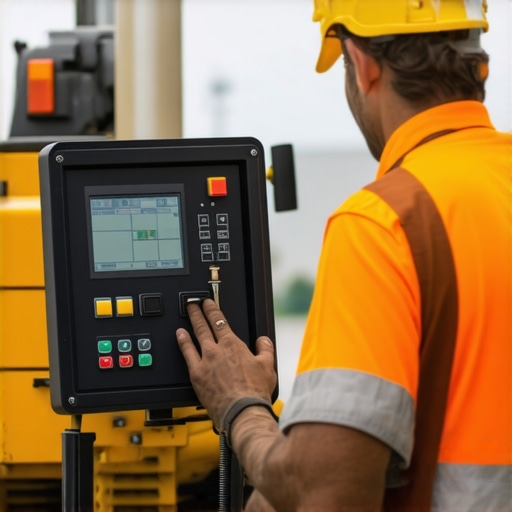 Technician checking advanced diagnostics on a vacuum excavation machine.