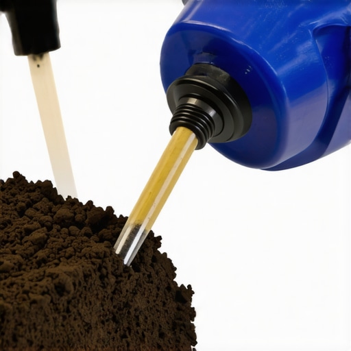 Technician using ultrasonic testers on soil at a construction site.