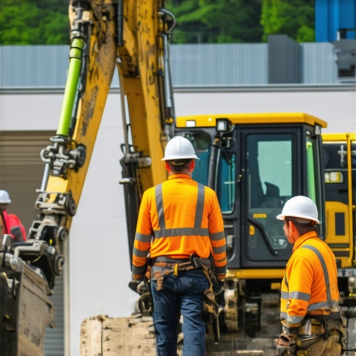 Operator using vacuum excavation machine on construction site