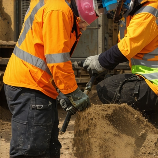 Technician using vacuum excavation to uncover underground utilities