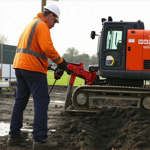 Technician operating vacuum excavation machinery at site revealing underground utilities.