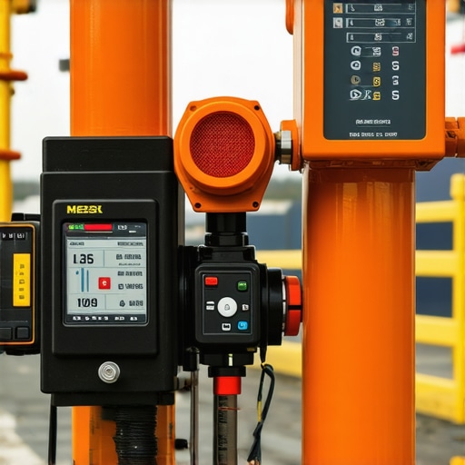 Technicians inspecting borehole equipment with digital sensors and tools