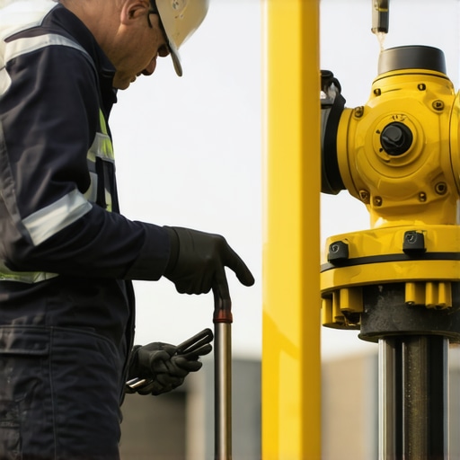 Technician inspecting borehole for sediment buildup and water flow issues.