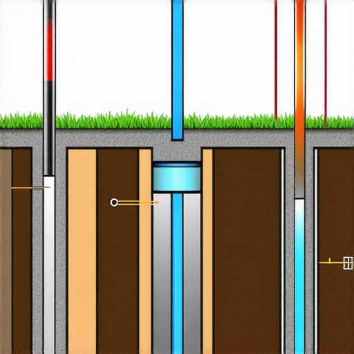 Illustration of borehole maintenance steps with tools and technicians working on-site.