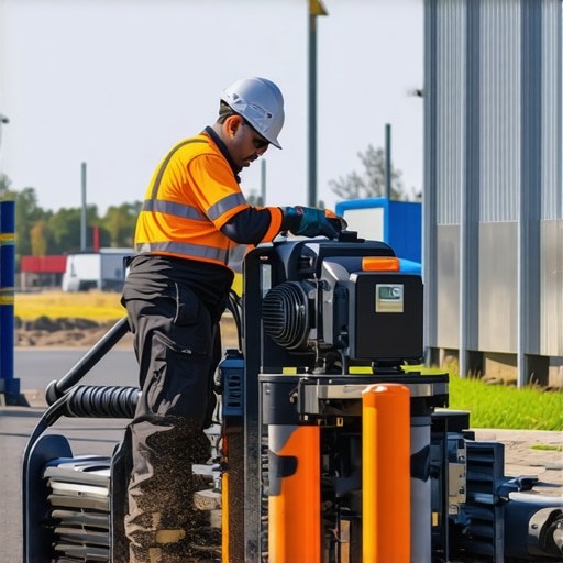 Technician operating vacuum excavation tools exposing underground utilities.